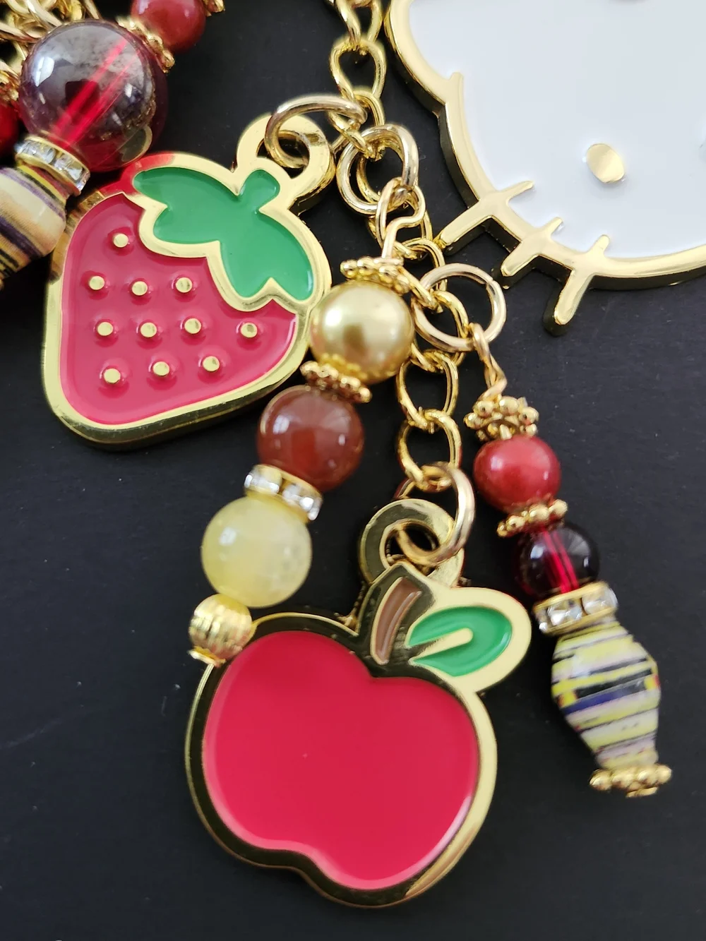 Hello Kitty Purse Charm or Keychain Agate Carnelian Handcrafted